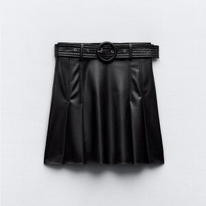Zara Faux Leather Pleated Mini Skirt
